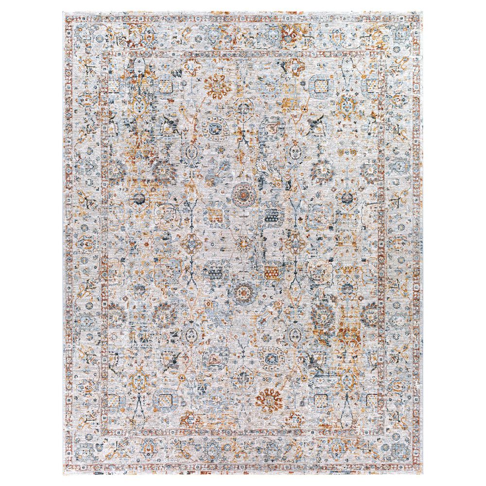 Surya Laila LAA-2317 6"7" Round Teal, Orange, Sage, Saffron, Gray and Cream Area Rug, , large