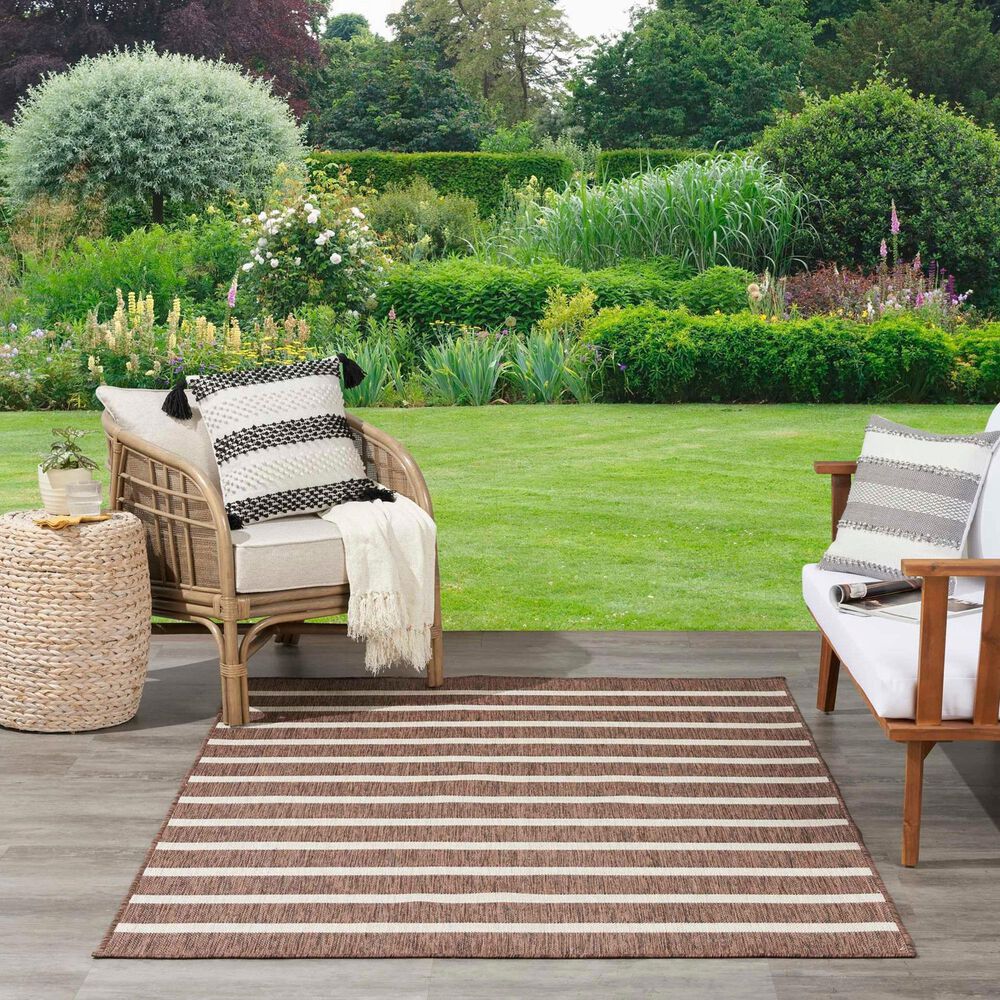 Nourison Positano POS03 Natural and Ivory 6&#39; x 9&#39; Indoor/Outdoor Area Rug, , large