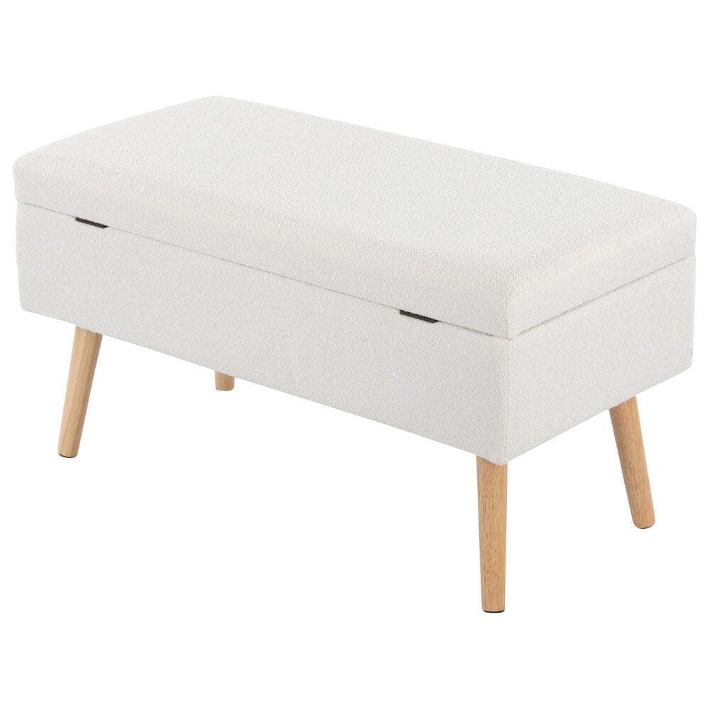Lumisource Storage Bench with Cream Cushion in Natural, , large