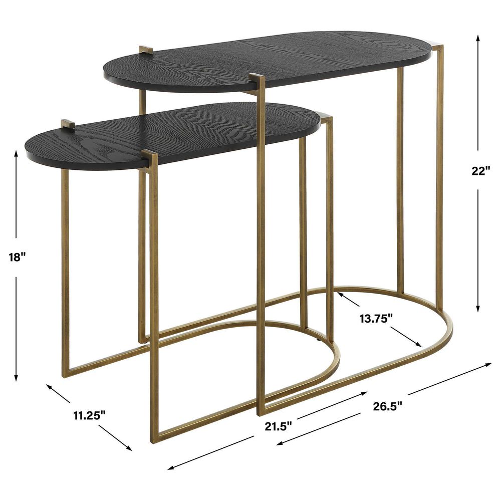 Uttermost Aztex 2-Piece Nesting Table Set in Antique Brass, , large