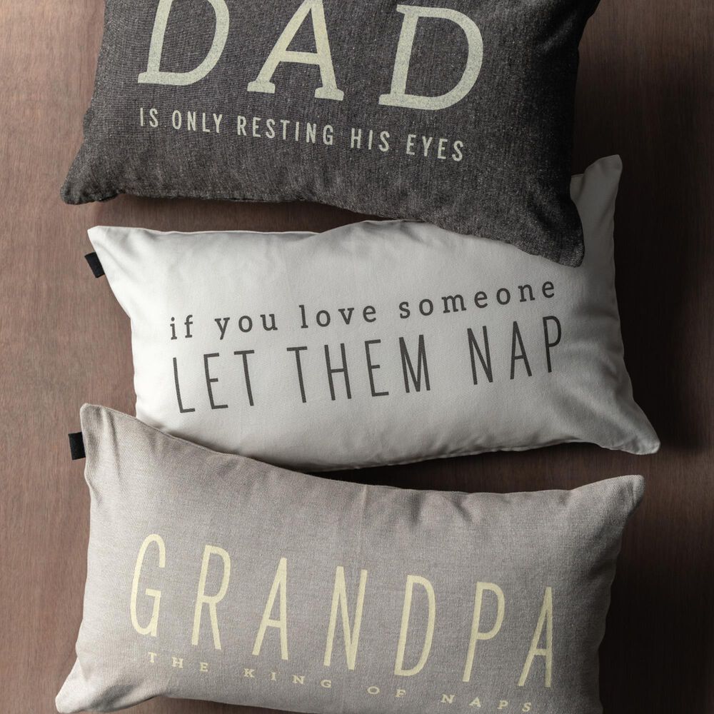 Demdaco Men&#39;s Gifts Let Them Nap 12&quot; x 21&quot; Lumbar Throw Pillow in Off White, , large
