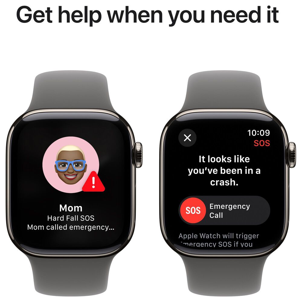 Apple Watch Series 10 GPS + Cellular 42mm Natural Titanium Case with Stone Gray Sport Band - S/M, , large