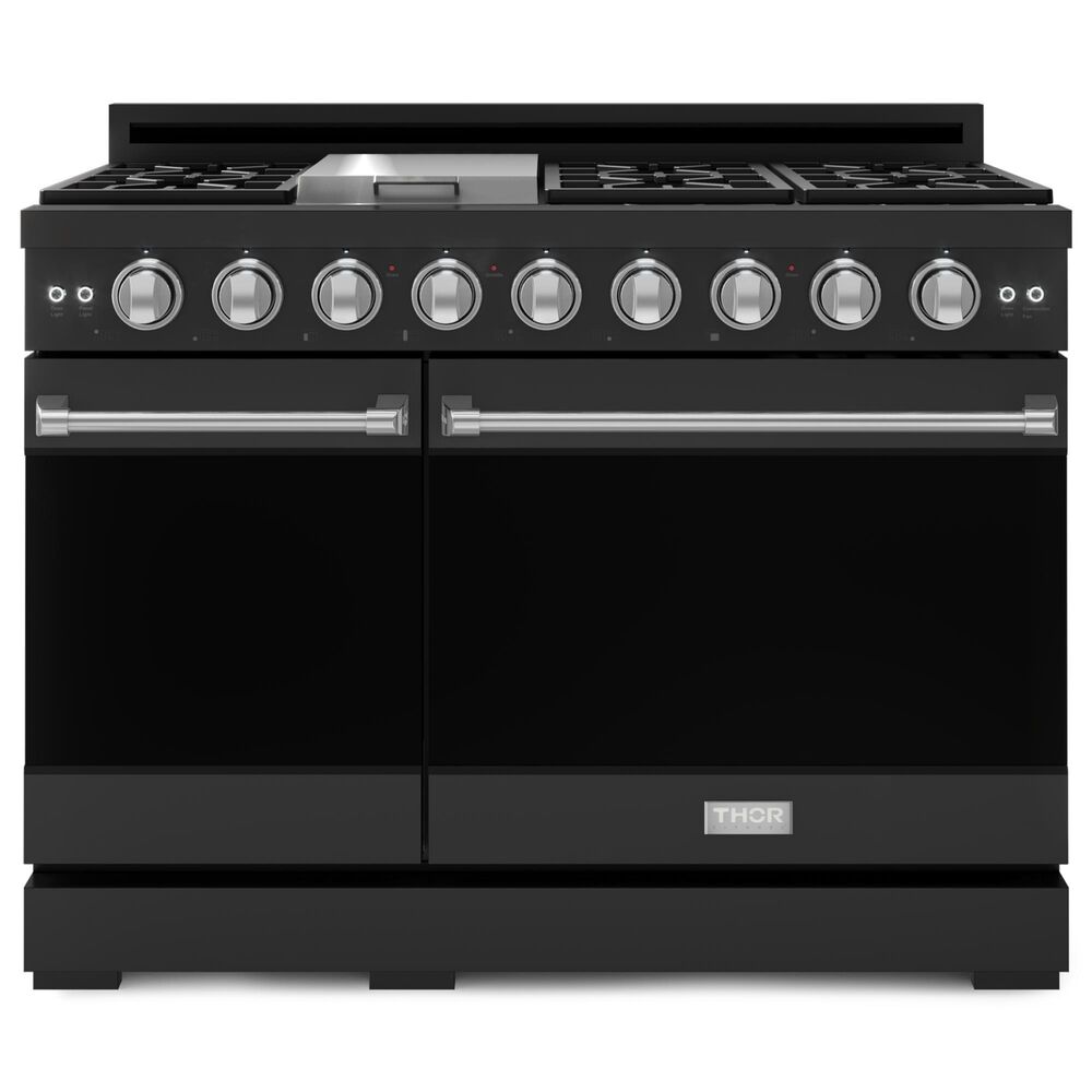 THOR KITCHEN Gordon Ramsay 6.8 Cu. Ft. 48" Professional Liquid Propane Range with Black Handle Kit in Stainless Steel, , large
