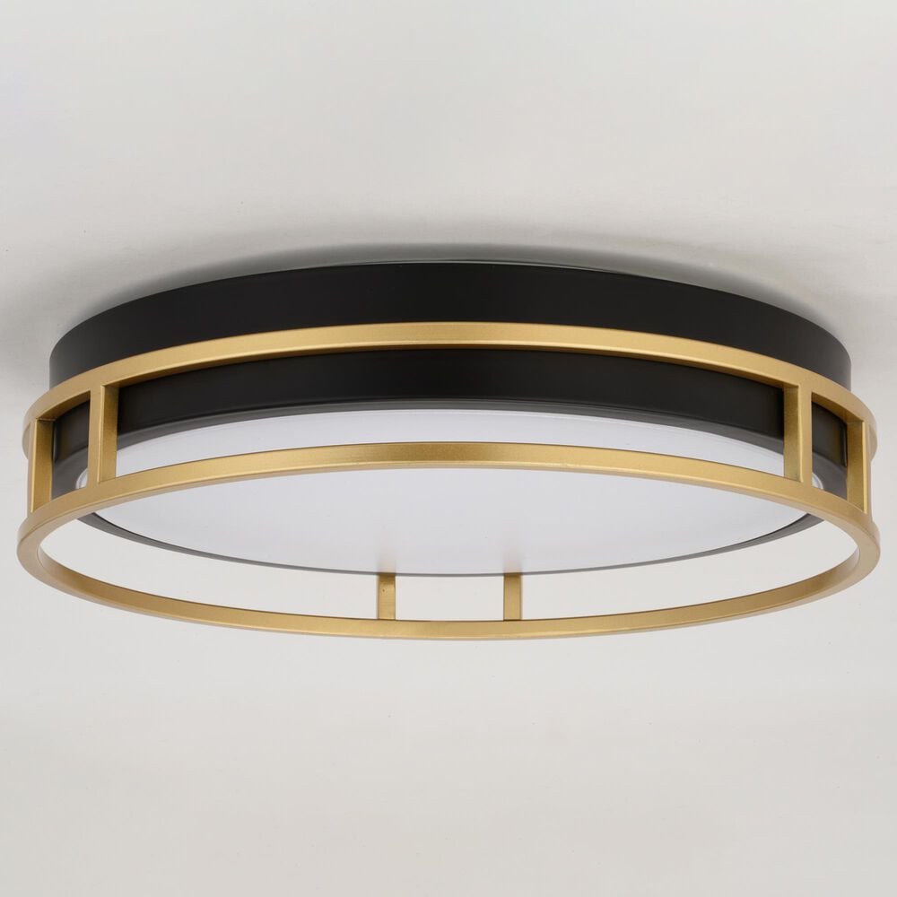 Vaxcel Northgate 13" 1-Light Flush Mount in Matte Black and Satin Gold, , large