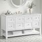 James Martin Vanities Breckenridge 60" Single Bathroom Vanity in Bright White with 3 cm Ethereal Noctis Quartz Top and Rectangular Sink, , large