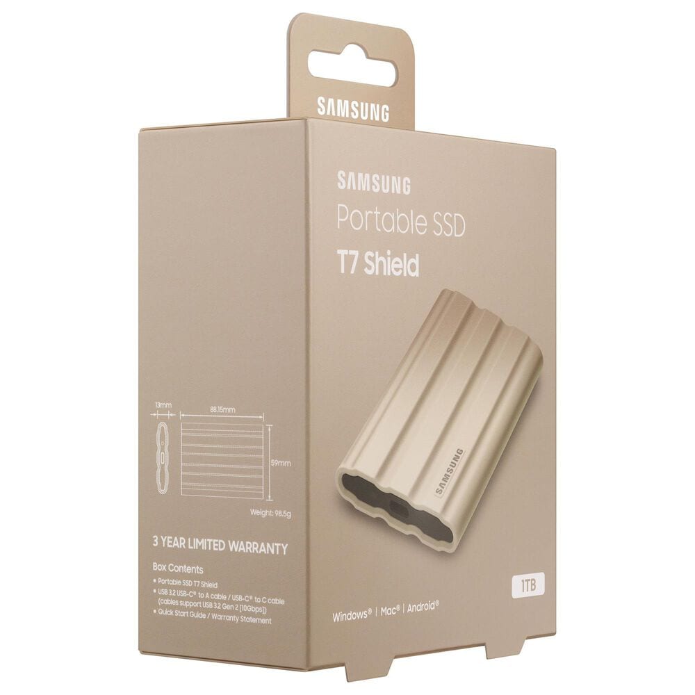 Samsung 2TB T7 Shield Portable External SSD in Beige, , large