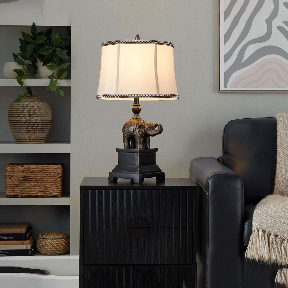 Grandview Gallery Elephant Polyresin Table Lamp in Bronze, , large