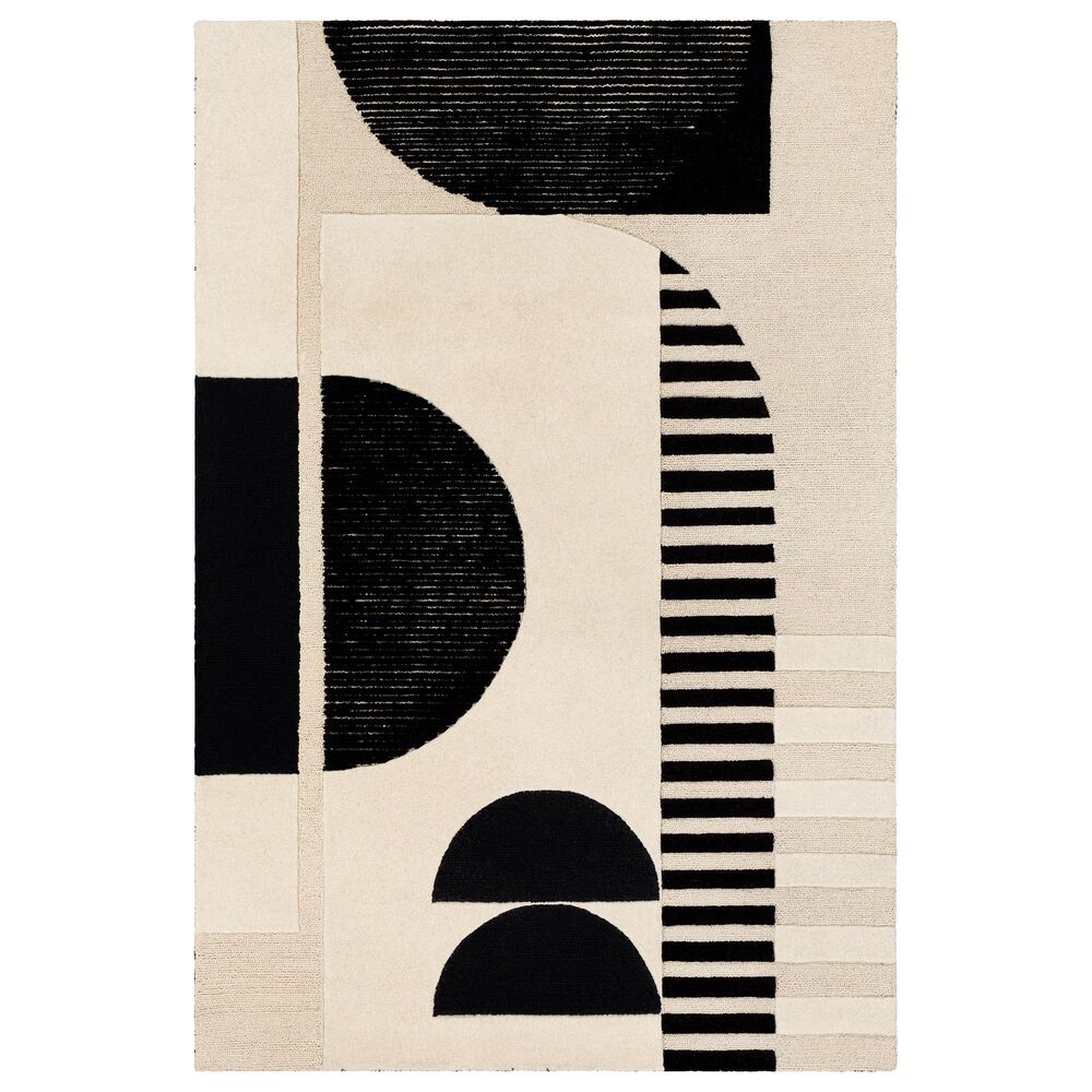 Surya Brooklyn BRO-2304 2" x 3" Black and Beige Area Rug, , large