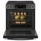 GE Profile 30" Smart Slide-In Front Control Gas Range in Black Stainless Steel, , large
