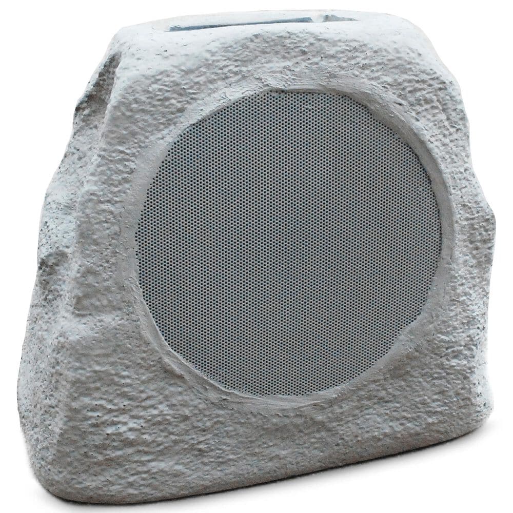 Ion Glow Stone Link Solar Rechargeable Rock Speaker in Gray, , large