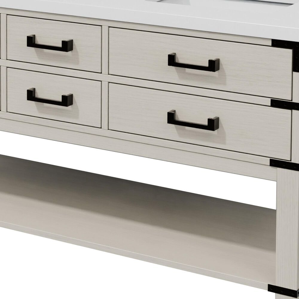 Lexora Home Norwalk 60&quot; Double Bathroom Vanity in White Oak with White Quartz Top and Rectangular Sinks, , large