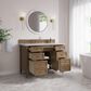 James Martin Brittany 48" Single Bathroom Vanity in Pecan with 3 cm Eternal Jasmine Pearl Silestone Top and Rectangular Sink, , large