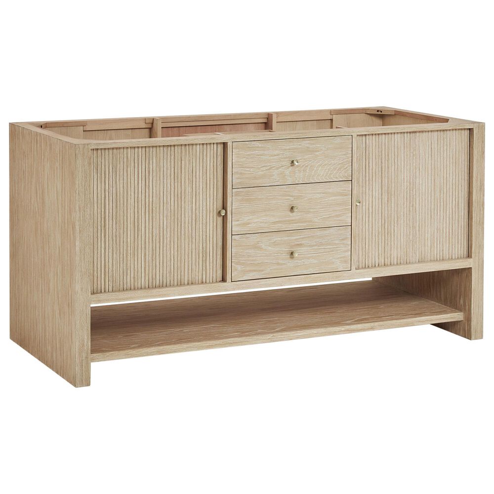 James Martin Vanities Marigot 72" Double Bathroom Vanity in Sunwashed Oak with 3 cm Ethereal Noctis Quartz Top, Rectangular Sinks and FreePower Wireless Charger, , large