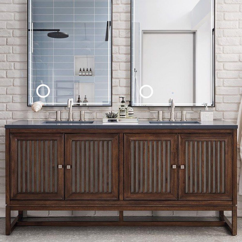 James Martin Athens 72" Double Vanity Base in Mid Century Acacia, , large