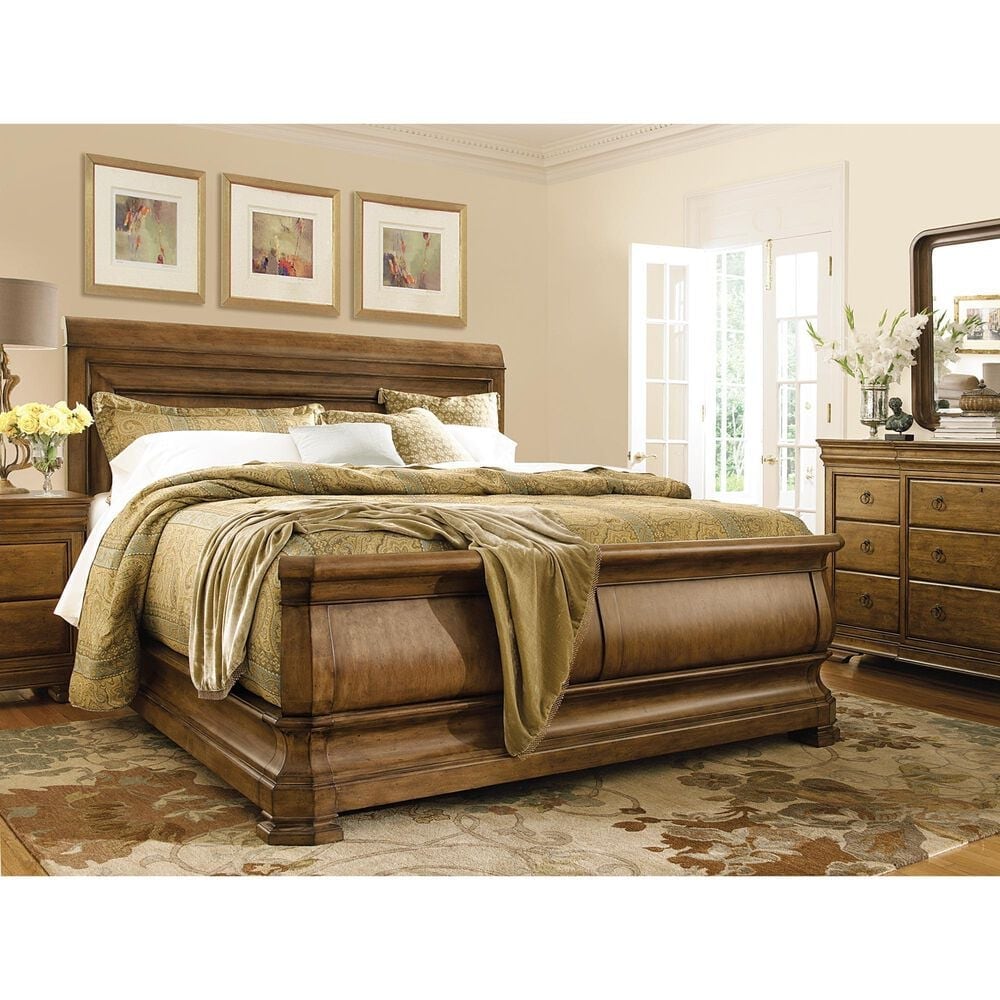 Universal Furniture New Lou 4-Piece Queen Sleigh Bedroom Set in Cognac, , large