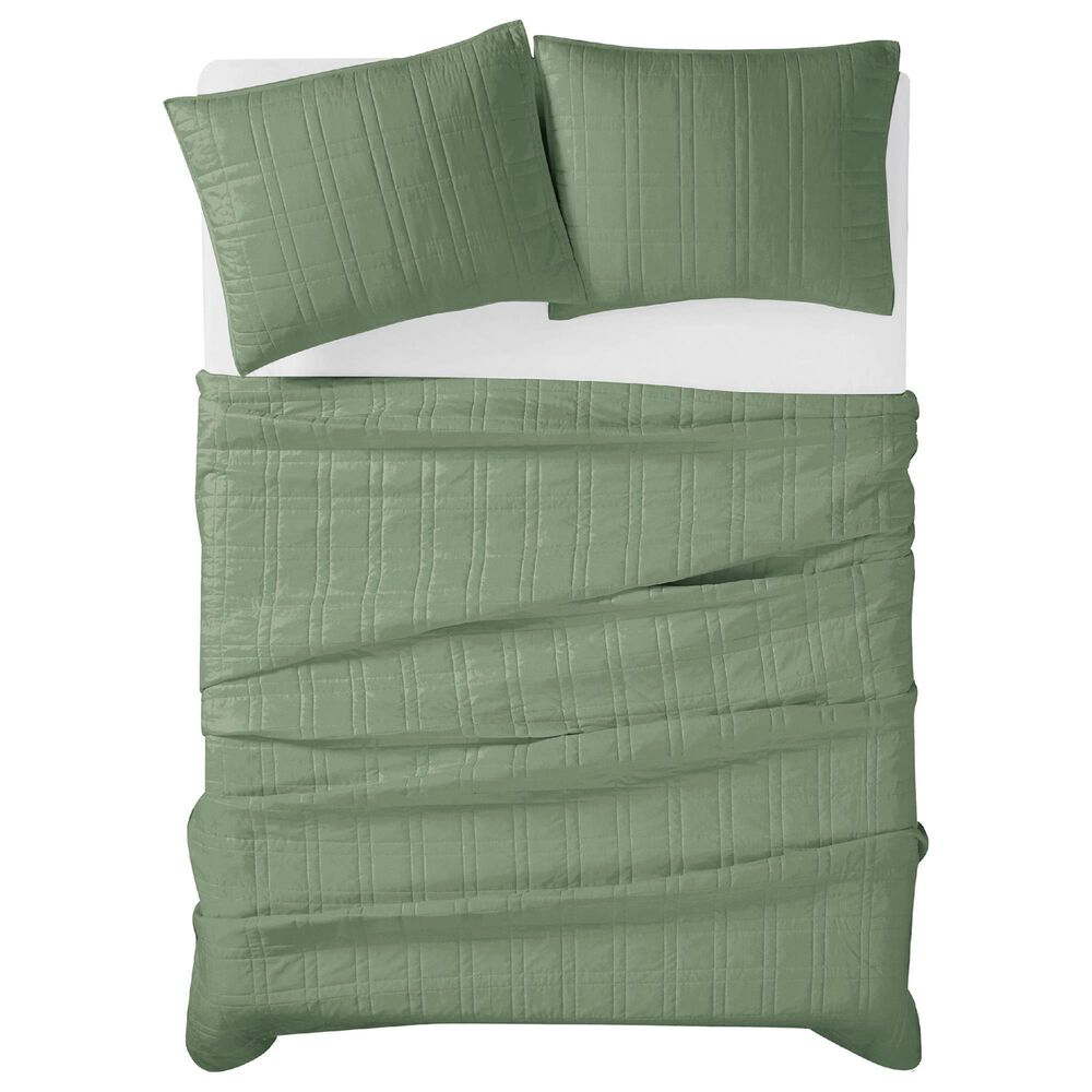 Pem America Cannon Solid 3-Piece King Quilt Set in Green, , large