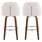 LumiSource Dahlia Swivel Bar Stool with Cream Fabric Upholstery in Walnut and Chrome (Set of 2), , large