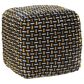 LR Home 16" Square Pouf in Black and Gold, , large