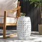 Hearth and Haven Lilac Outdoor Metal Side Table with Cylindrical Design in White, , large