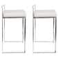 Lumisource Fuji Stackable Counter Stool with White Faux Leather in Brushed Stainless Steel (Set of 2), , large