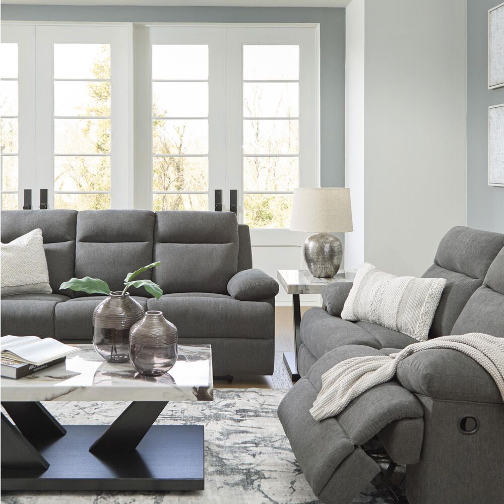 Ashley Side-Swipe Manual Reclining Sofa in Charcoal, , large