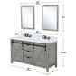 Lexora Home Marsyas 60" Double Bathroom Vanity in Ash Grey with White Quartz Top and Rectangular Sinks, , large