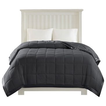 Hampton Park Windom King Down Alternative Blanket with Satin Trim in Charcoal, , large