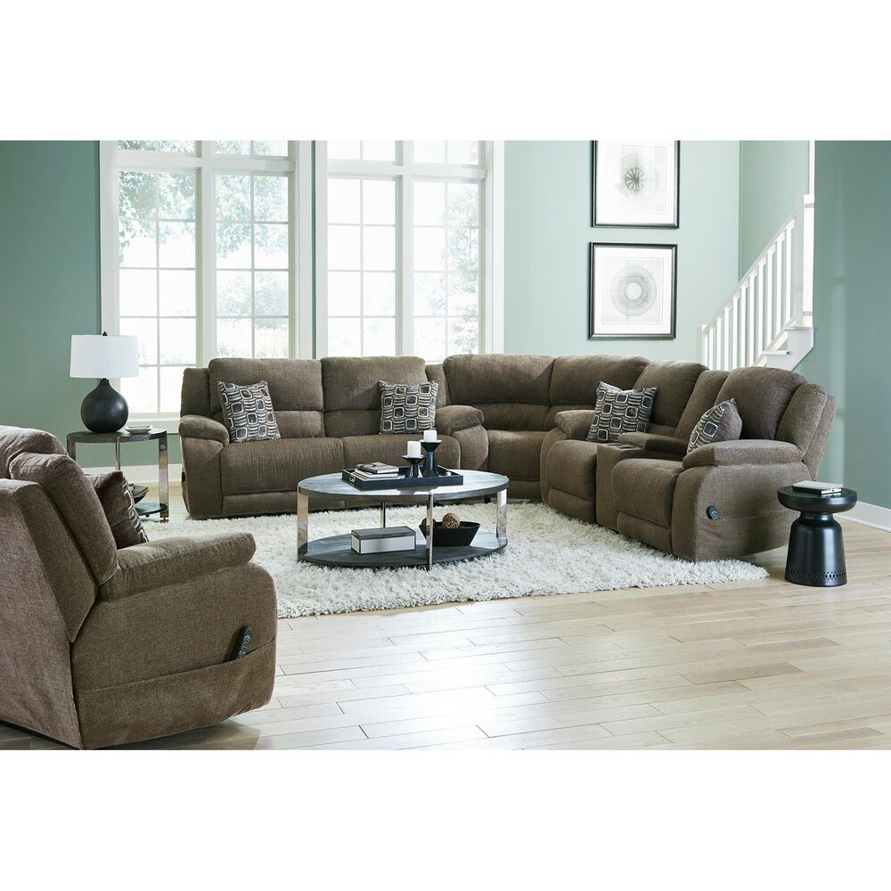 HomeStretch Power Reclining Loveseat with Console in Nutmeg, , large
