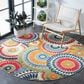 Safavieh Cabana CBN382M 3" Round Blue and Ivory Indoor/Outdoor Area Performance Rug, , large