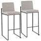 Lumisource Fuji High Back Barstool with Grey Fabric in Black (Set of 2), , large