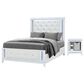 Global Furniture USA Alina 2-Piece Full Upholstered Panel LED Bed with Nightstand in White, , large