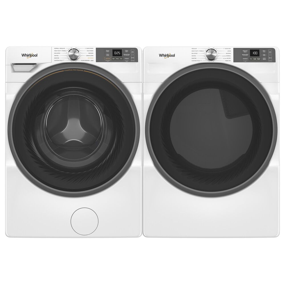 Whirlpool 4.5 Cu. Ft. Smart Front Load Washer and 7.4 Cu. Ft. Smart Electric Dryer Laundry Pair in White, , large