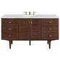 James Martin Vanities Amberly 60" Single Bathroom Vanity in Walnut with 3 cm Arctic Fall Solid Surface Top and Rectangular Sink, , large