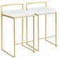 Lumisource Fuji High Back Counter Stool with White Faux Leather Cushion in Gold (Set of 2), , large