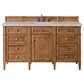 James Martin Vanities Brittany 60" Single Bathroom Vanity in Saddle Brown with 3 cm Eternal Jasmine Pearl Silestone Top, Rectangular Sink and FreePower Wireless Charger, , large