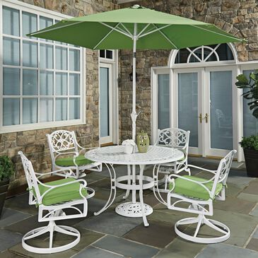 Homestyles Sanibel 48" 7-Piece Patio Dining Set with Umbrella in White, , large