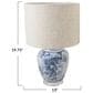 Teak Interiors Dapper Home Hand-Painted Ceramic Table Lamp with Linen Shade, Inline Switch in Blue and White, , large