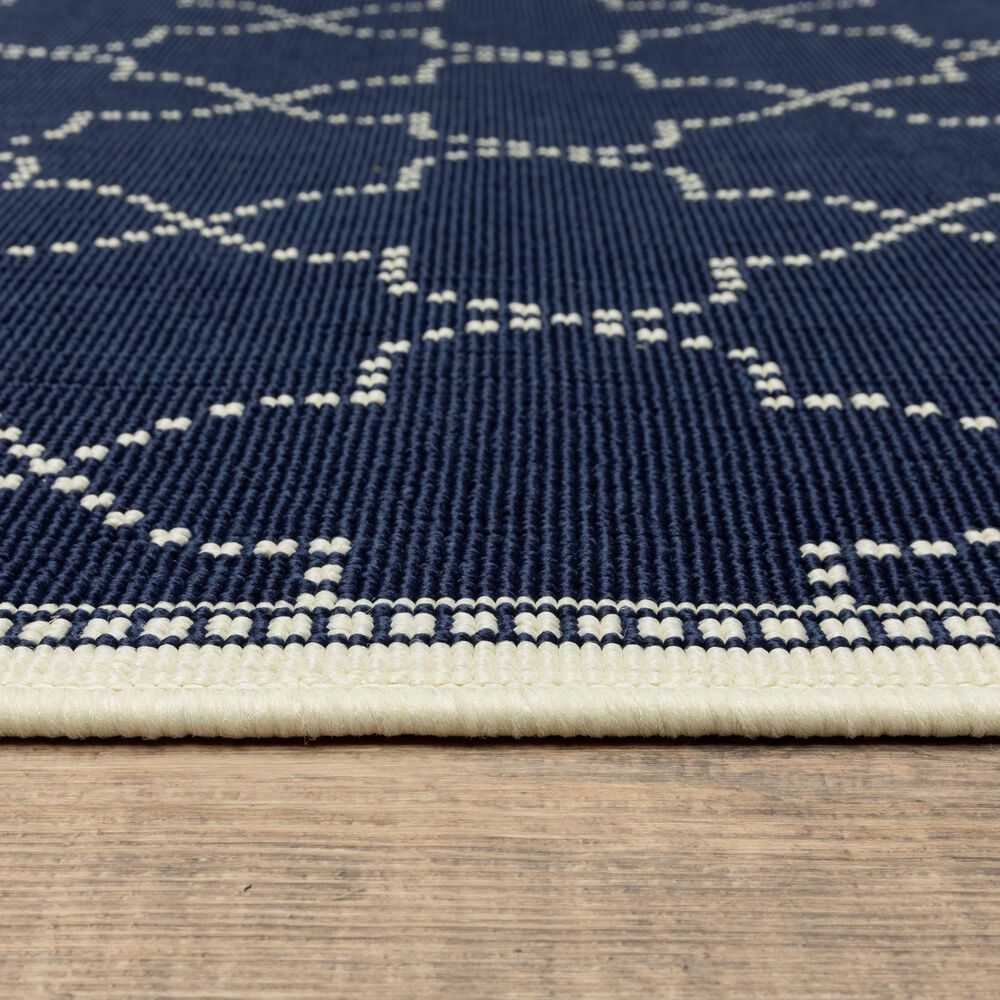 Oriental Weavers Marina Navy and Ivory 6'7" x 9'6" Indoor/Outdoor Area Rug, , large