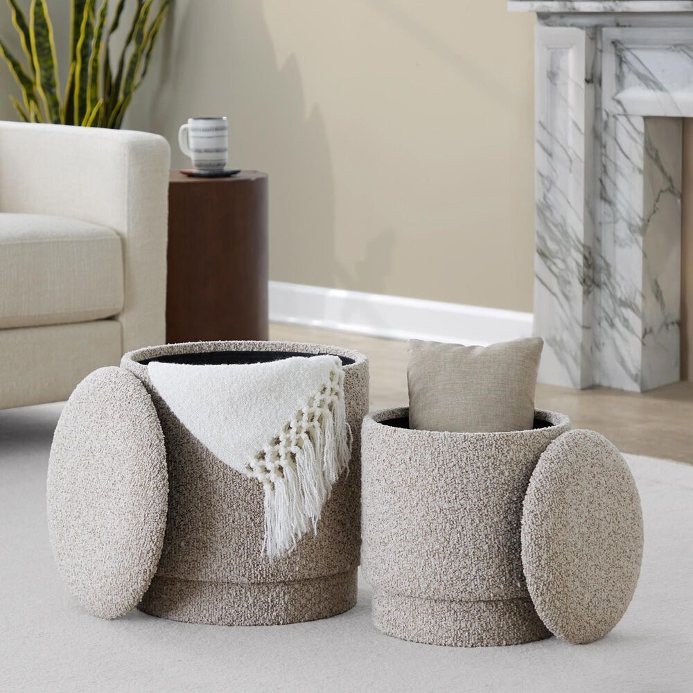 LumiSource Marla 2-Piece Storage Ottoman in Light Brown, , large