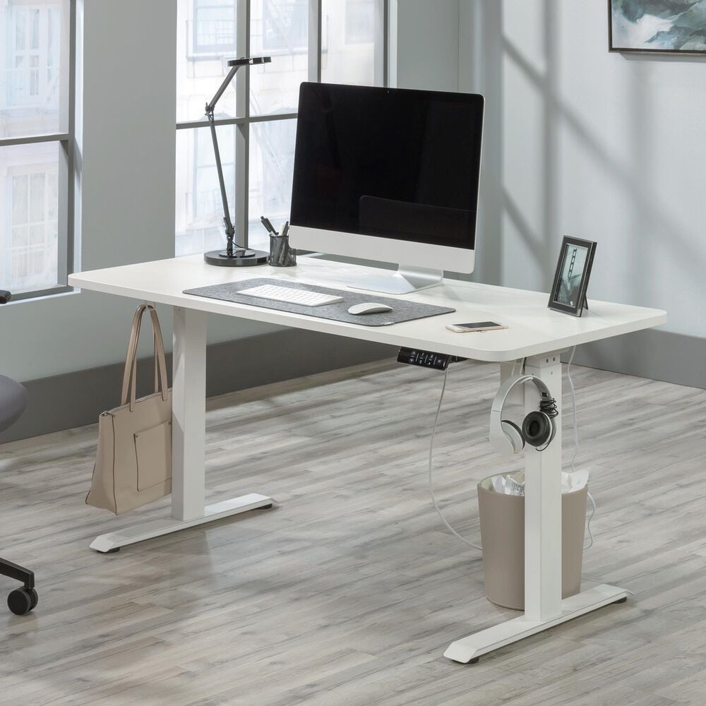 Sauder 60" Sit/Stand Desk in White, , large