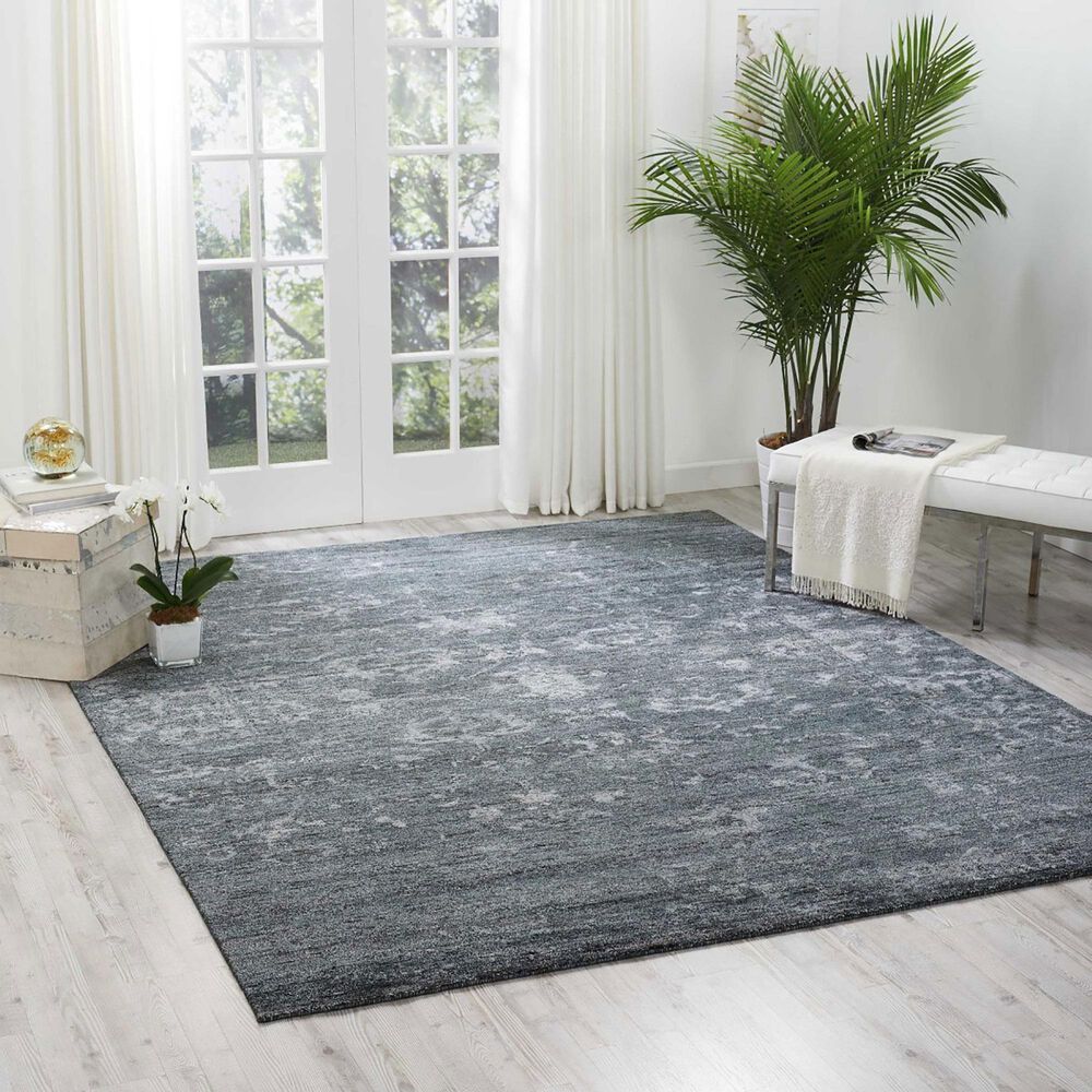 Nourison Silk Shadows 9&#39;9&quot; x 13&#39;9&quot; Blue and Stone Area Rug, , large