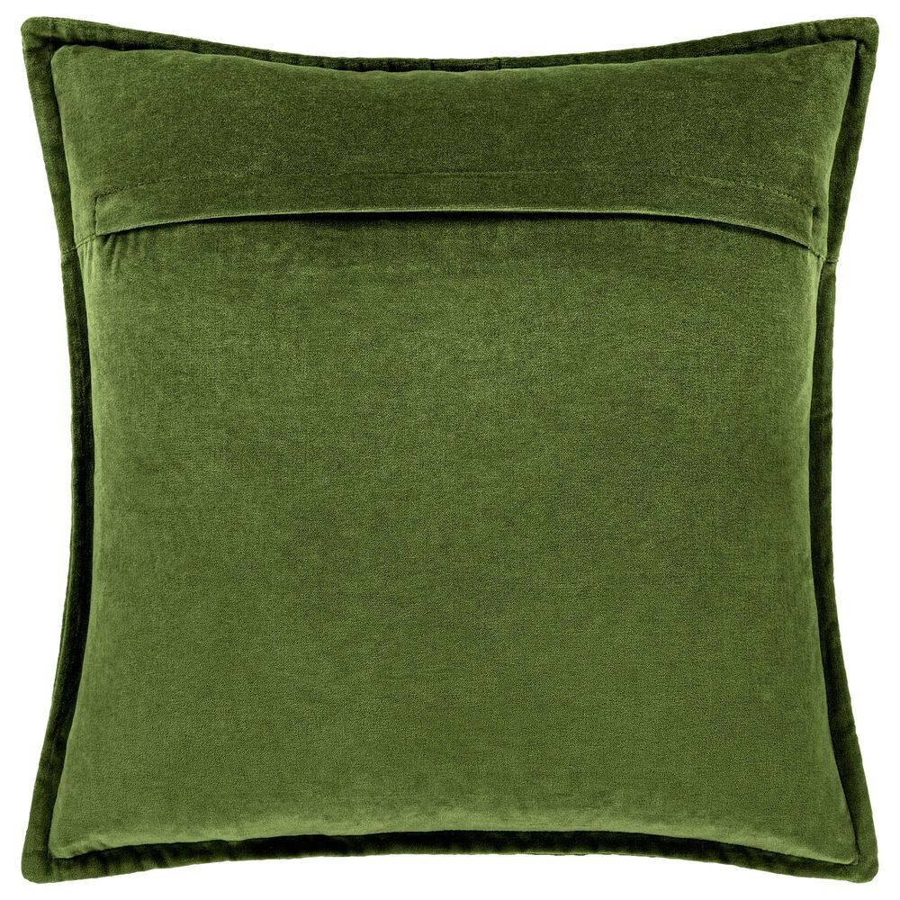 Surya Cotton Velvet 22" Square Throw Pillow in Medium Green, , large