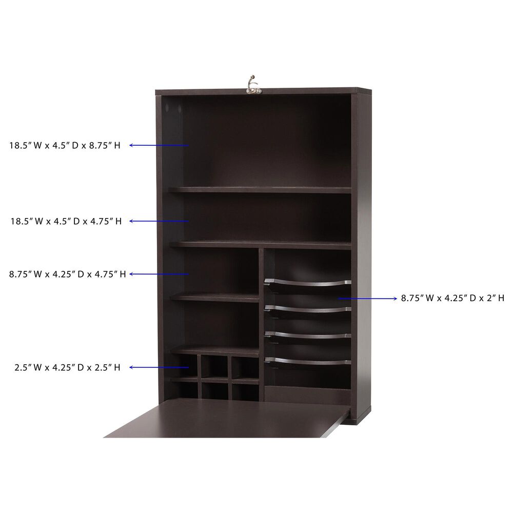Baxton Studio Millard Wall Mount Folding Desk in Dark Brown, , large