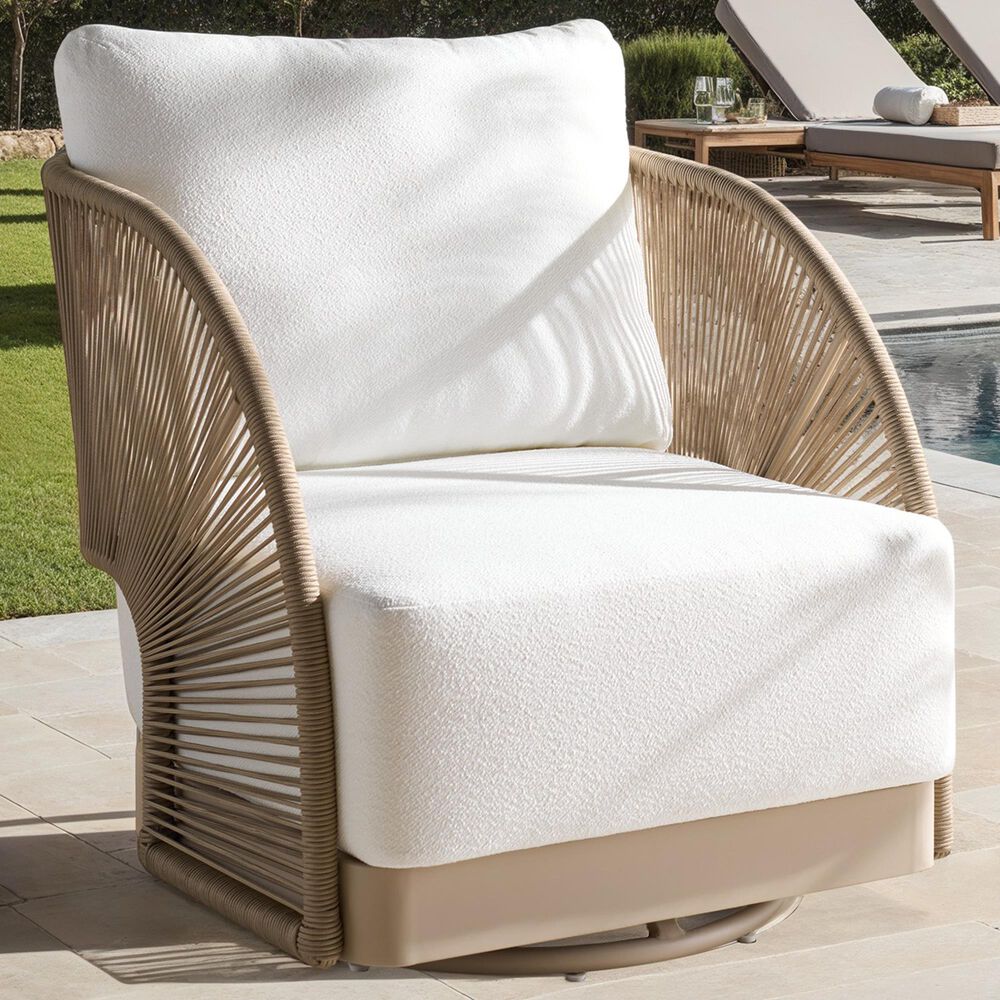 Safavieh Adelandra Outdoor Swivel Chair in White, , large