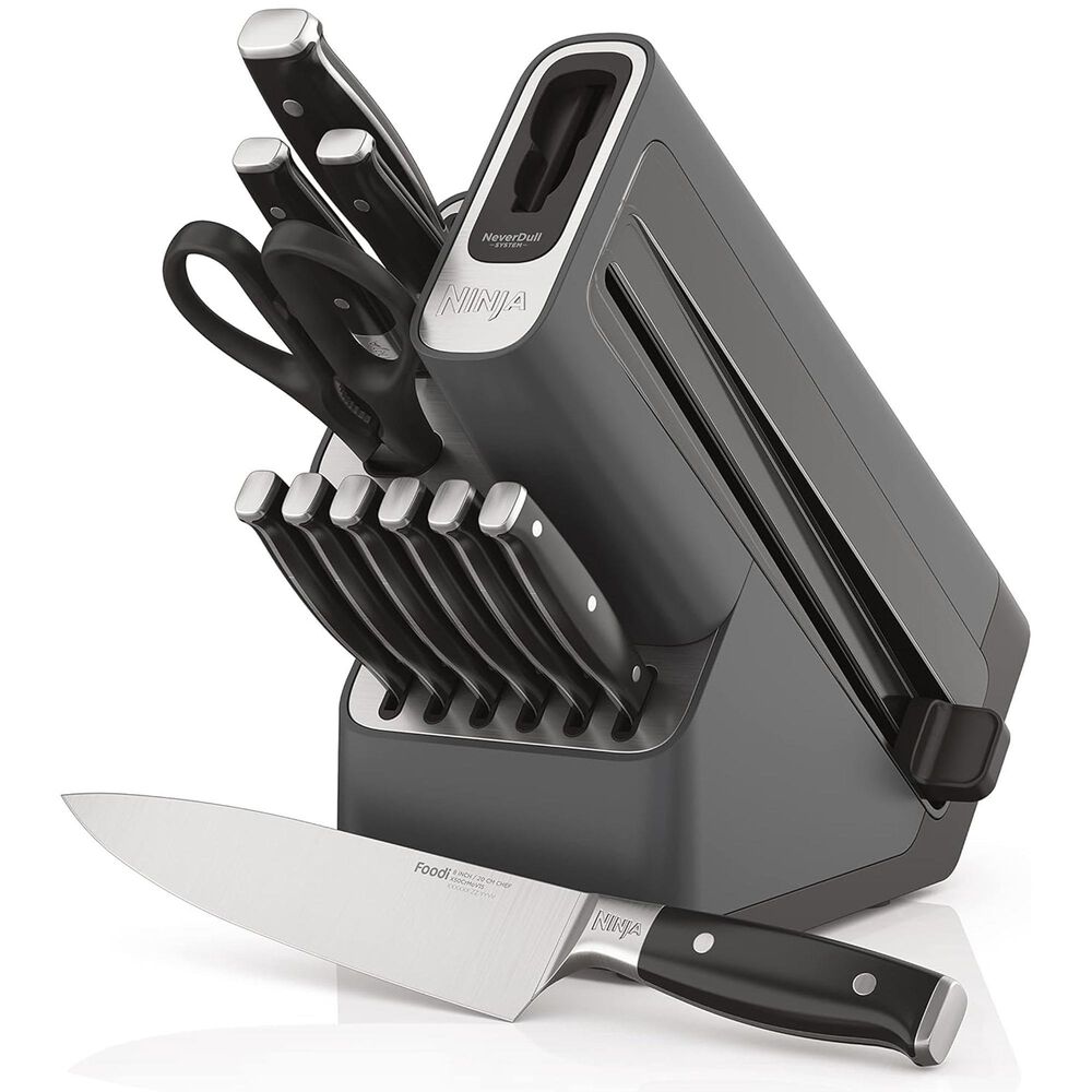 Ninja 12-Piece Knife Block Set in Black and Silver, , large