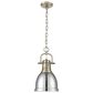 Golden Lighting Duncan 1-Light Small Pendant with Chain and Chrome Shade in Aged Brass, , large