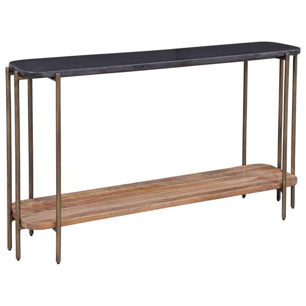 Bassett Mirror Company Adrienne Console Table in Natural, Black and Antique Brass, , large