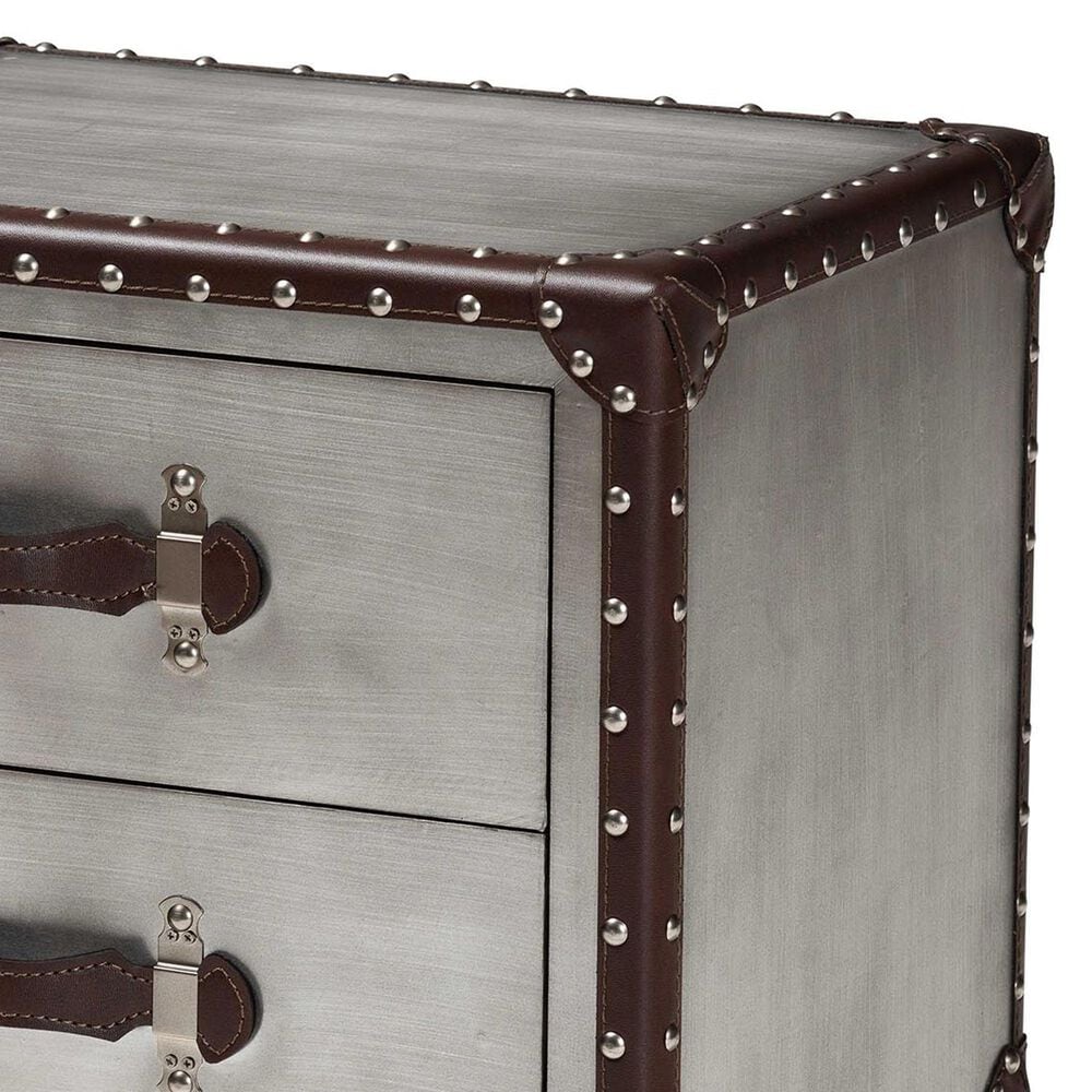 Baxton Studio Jacey 2-Drawer End Table in Silver, , large