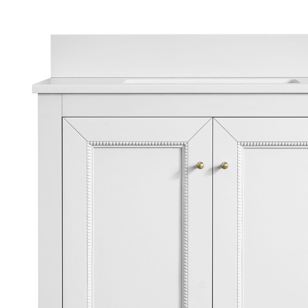 37B Claudine 30" Single Bathroom Vanity in Bright White with Glossy White Composite Stone Top and Backsplash, , large