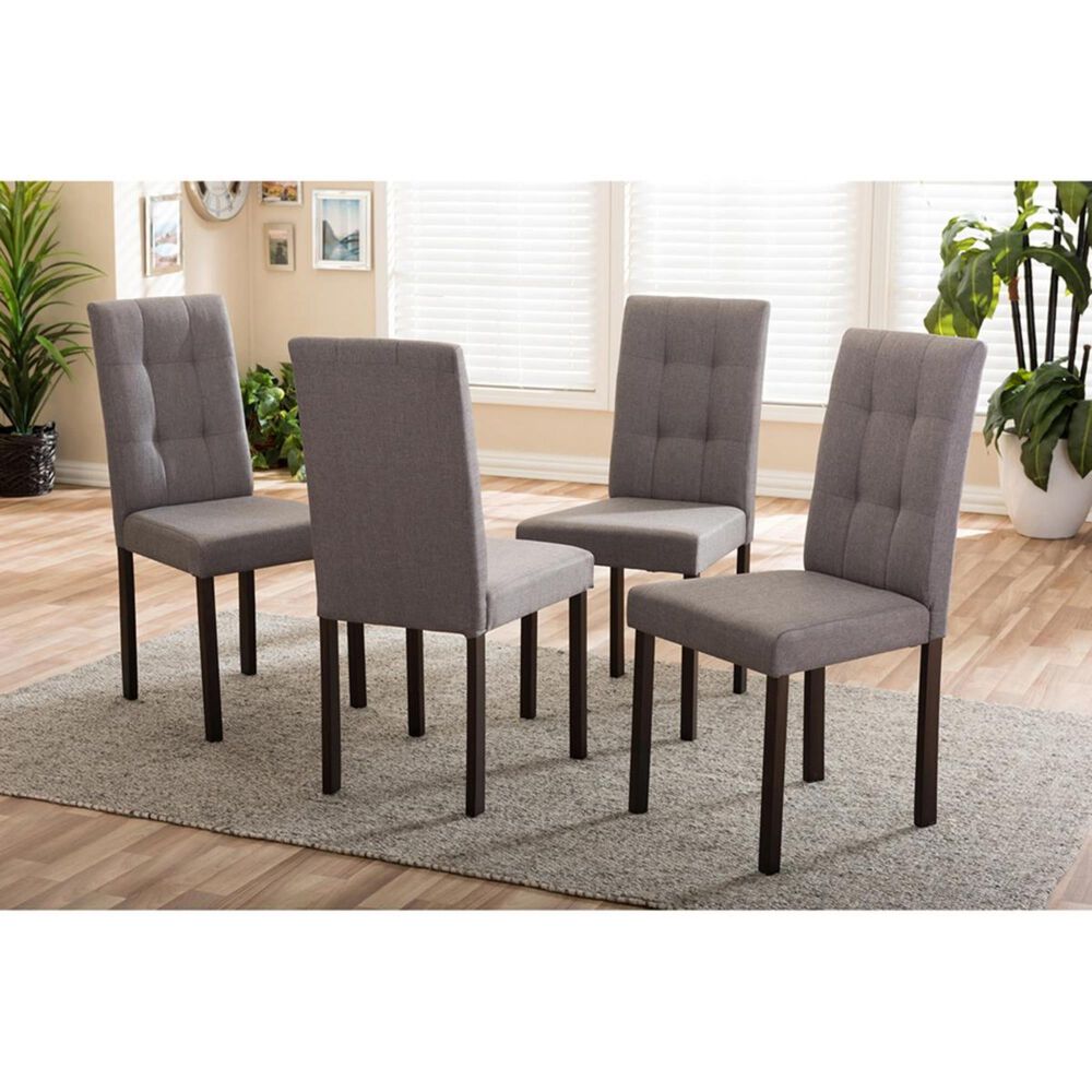 Baxton Studio Andrew Upholstered Dining Chair in Grey - Set of 4, , large